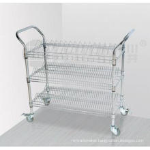 3 Tiers Chrome Metal Wire Storage Shelf Trolley with Upper Handle